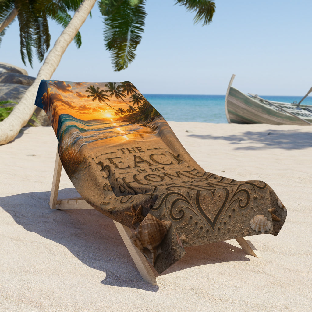 The Beach Is My Home Away From Home | Luxury Beach Towel | Coastal Serenity Collection
