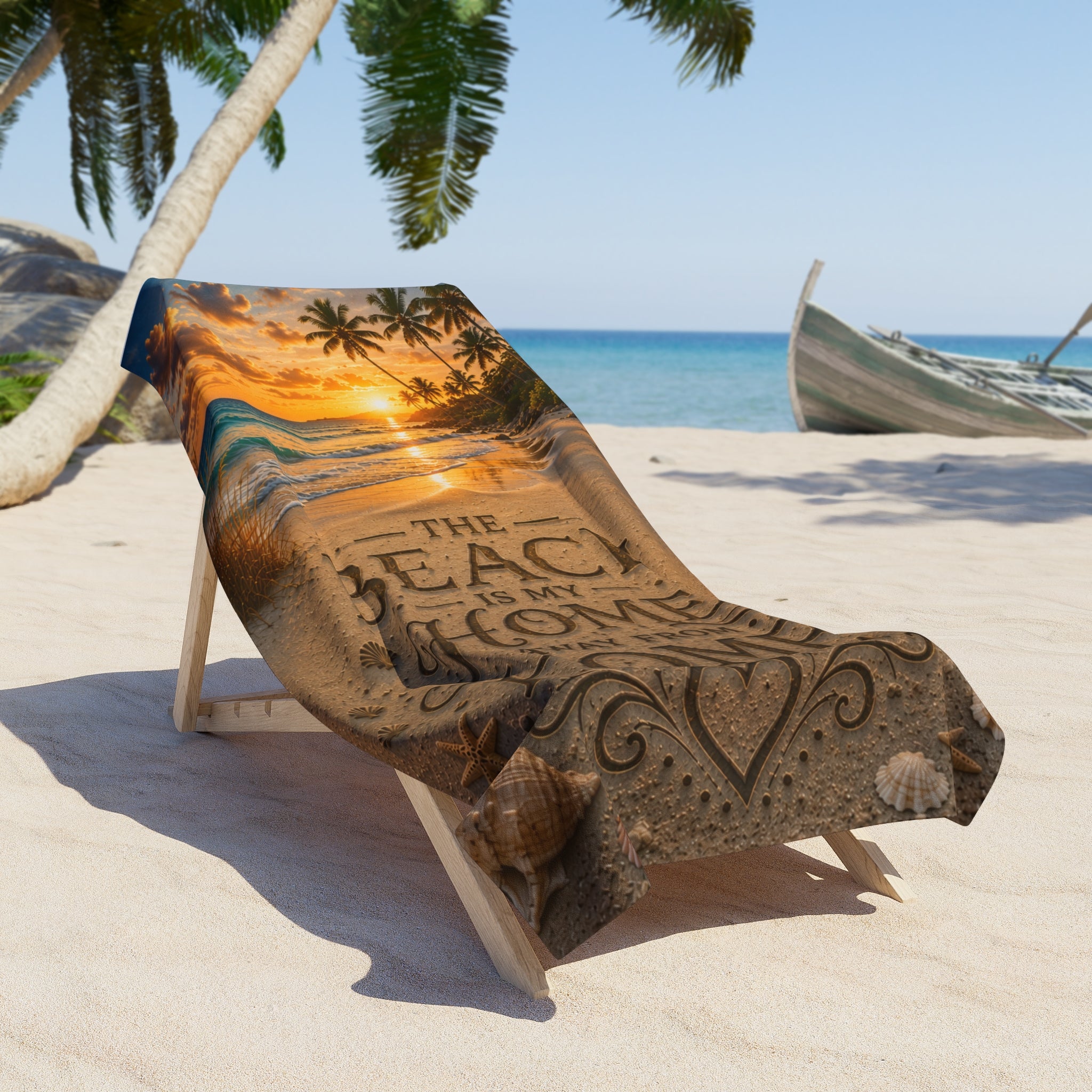 The Beach Is My Home Away From Home | Luxury Beach Towel | Coastal Serenity Collection
