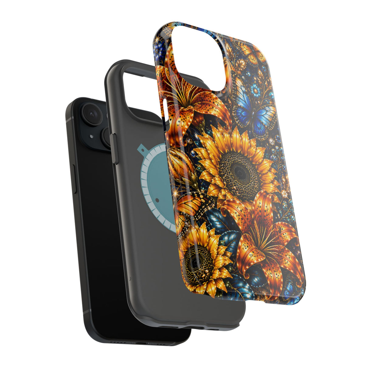 Sunflower & Blue Butterfly Magnetic Impact Phone Case