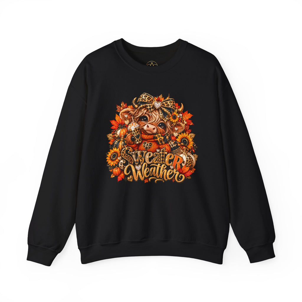 Sweater Weather Fall Sweatshirt — Autumn Pig & Sunflower Cozy Crewneck