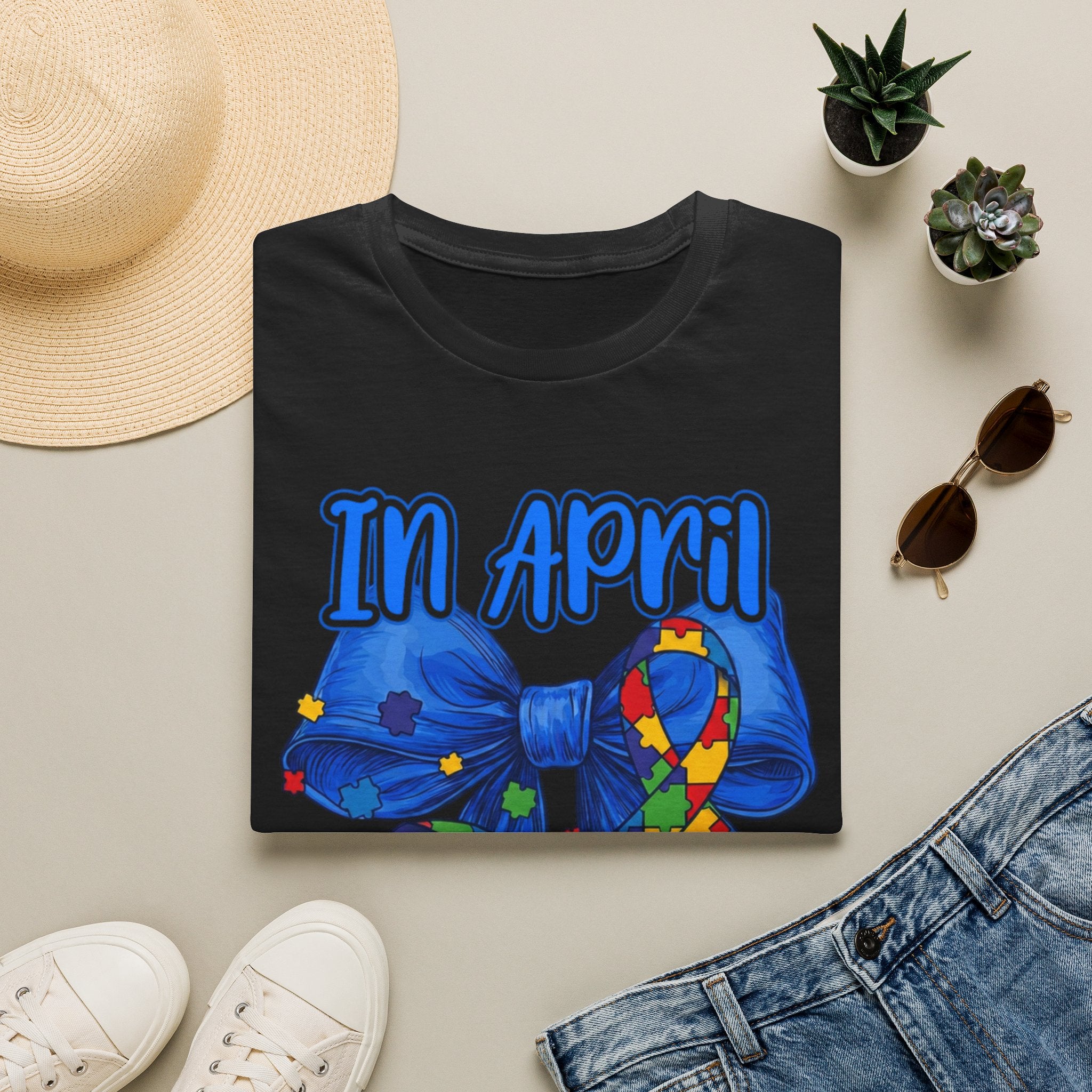 In April We Wear Blue Autism Awareness Tee