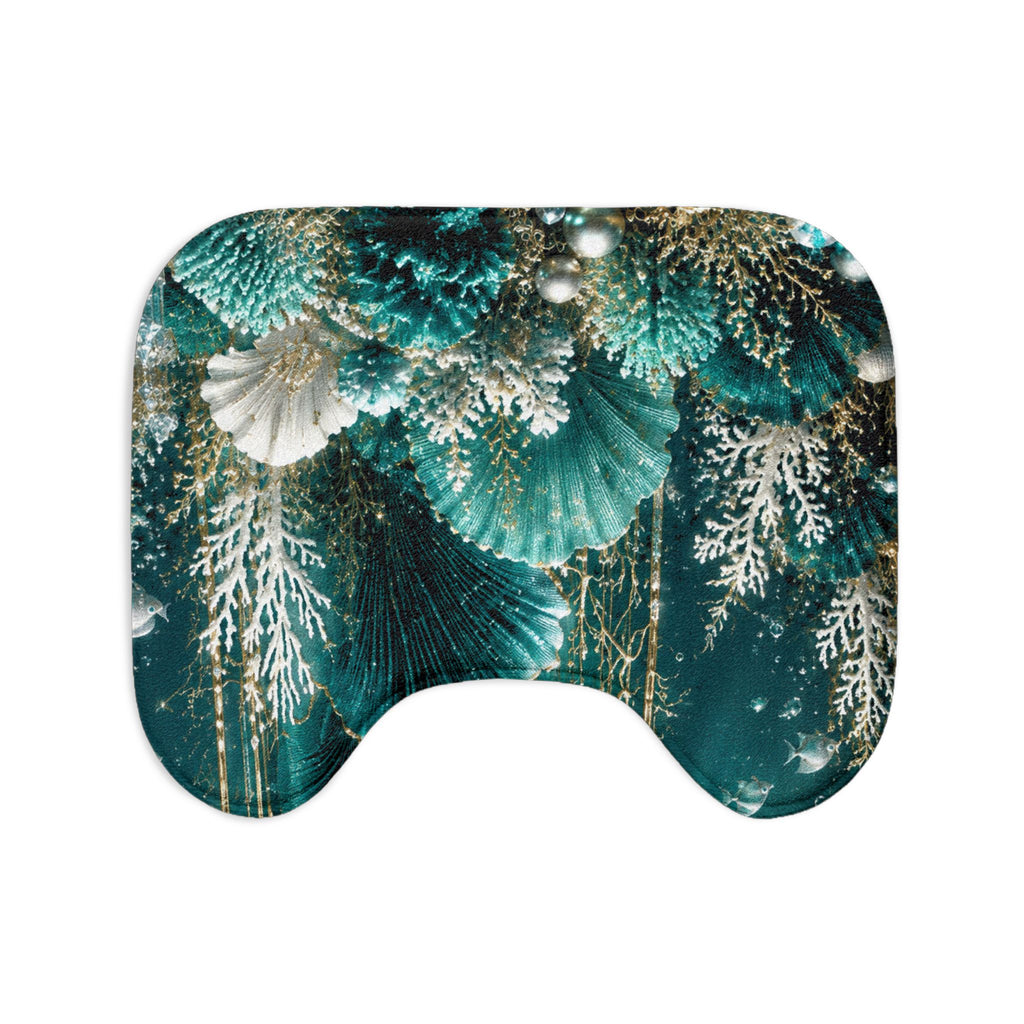 Bath Mat Set — Teal Underwater Coral Design 3-Piece Bathroom Rug