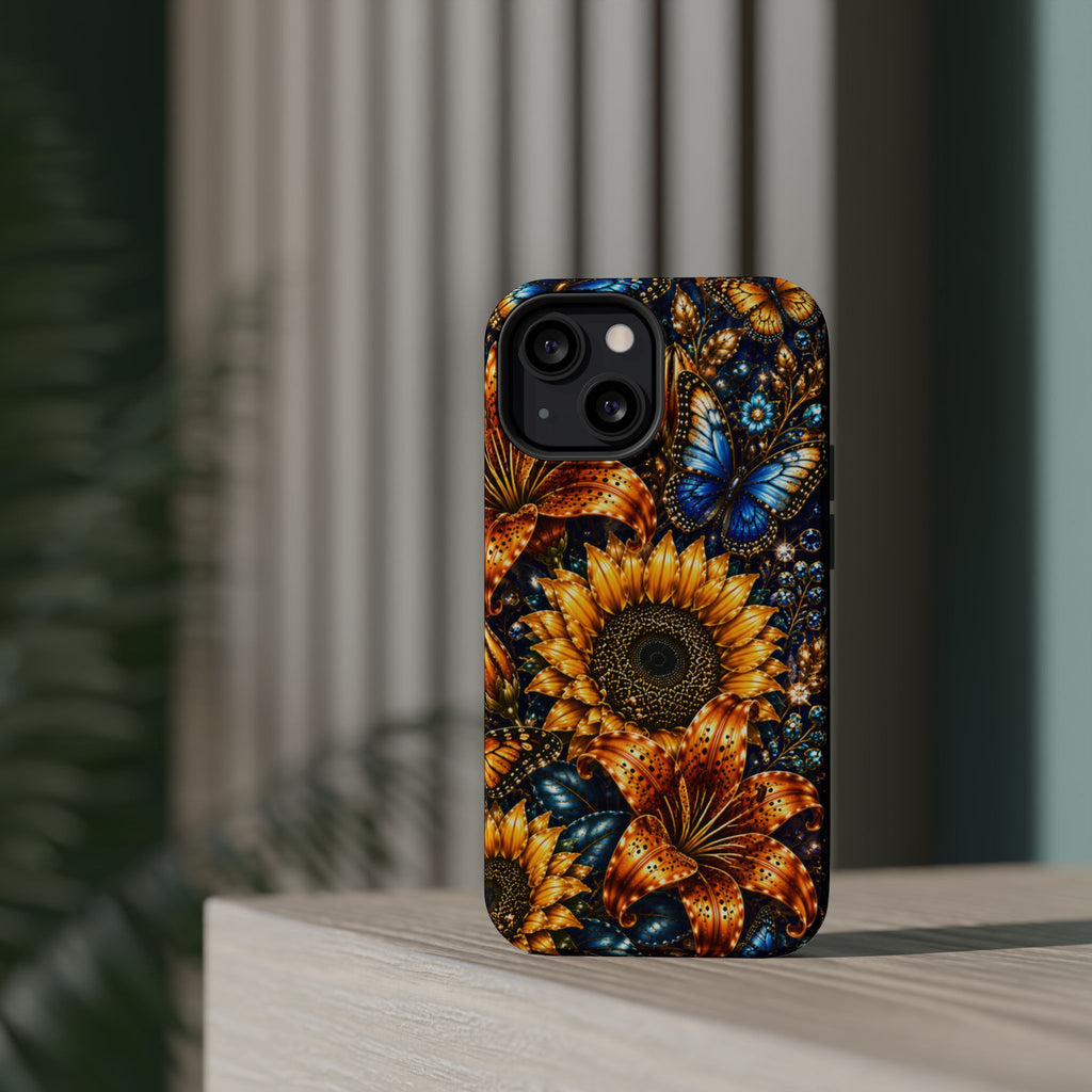 Sunflower & Blue Butterfly Magnetic Impact Phone Case