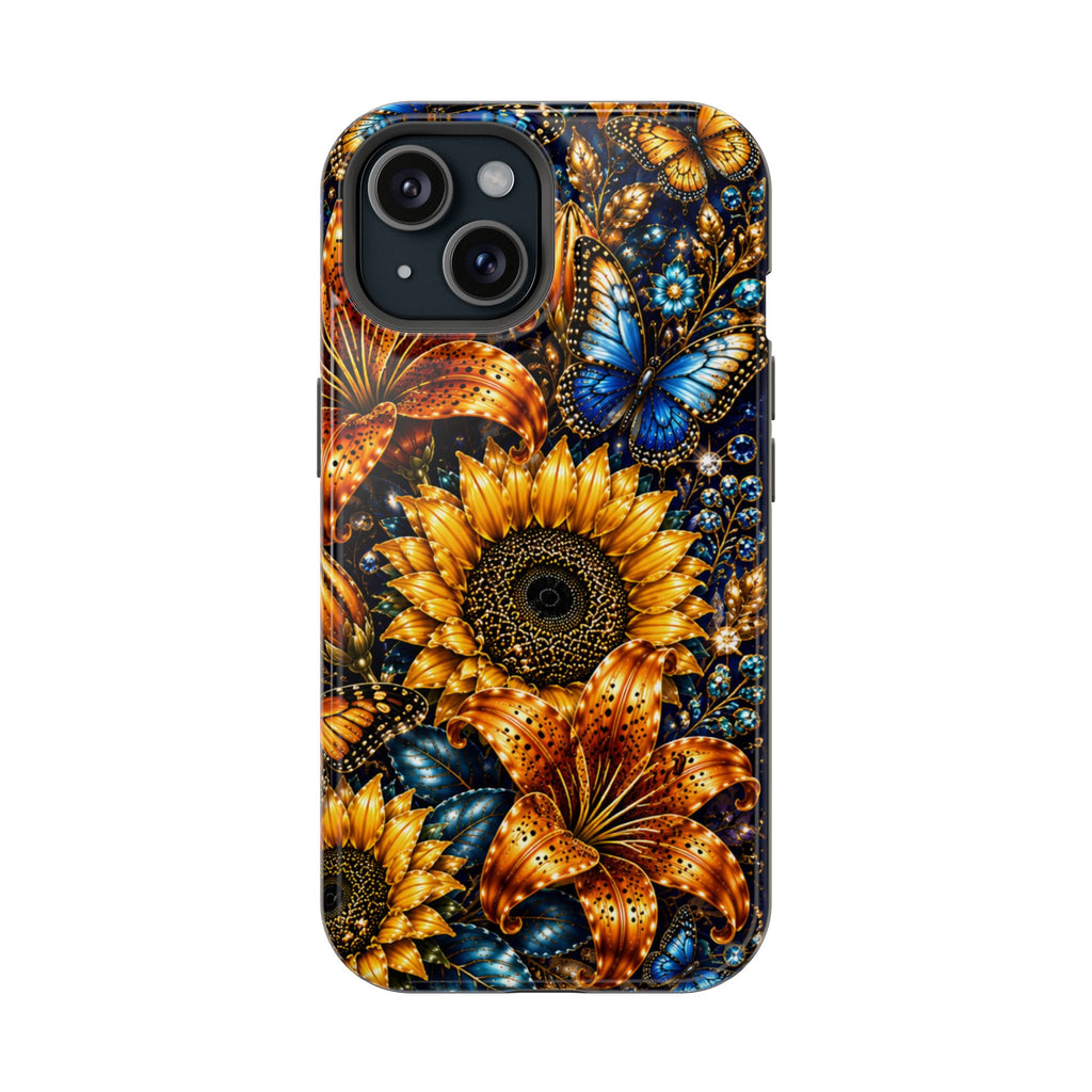 Sunflower & Blue Butterfly Magnetic Impact Phone Case