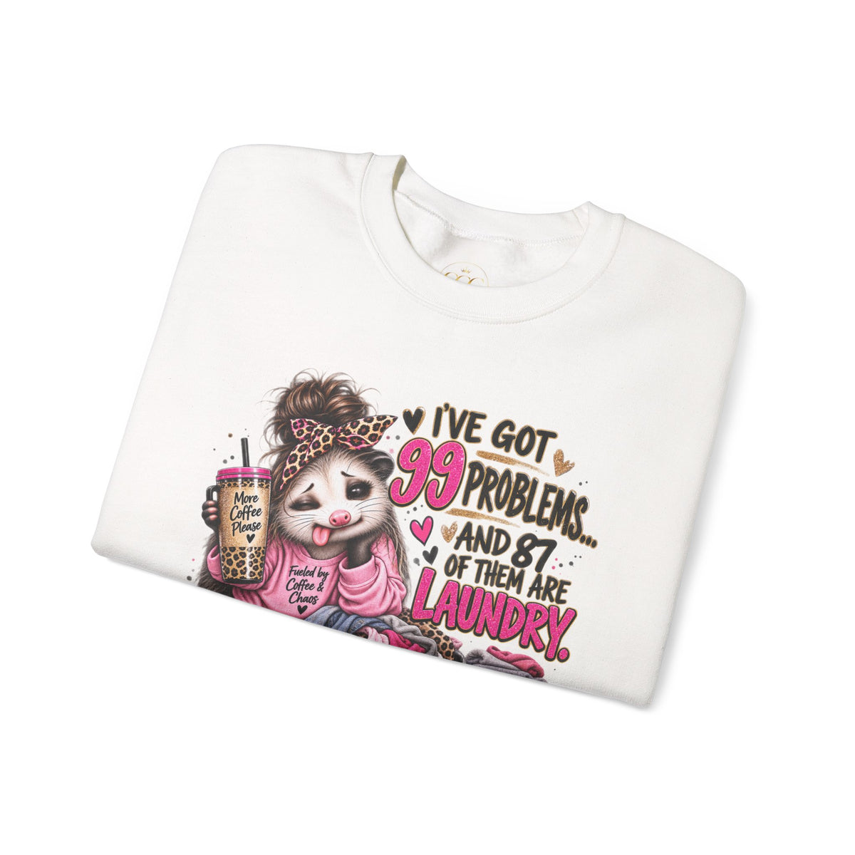 99 Problems & 87 Are Laundry Sweatshirt – Funny Laundry Opossum Crewneck