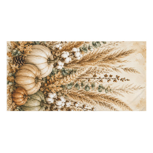 Autumn Harvest Bath Towel | Pampas Grass & Pumpkin Botanical Fall Bathroom Decor
