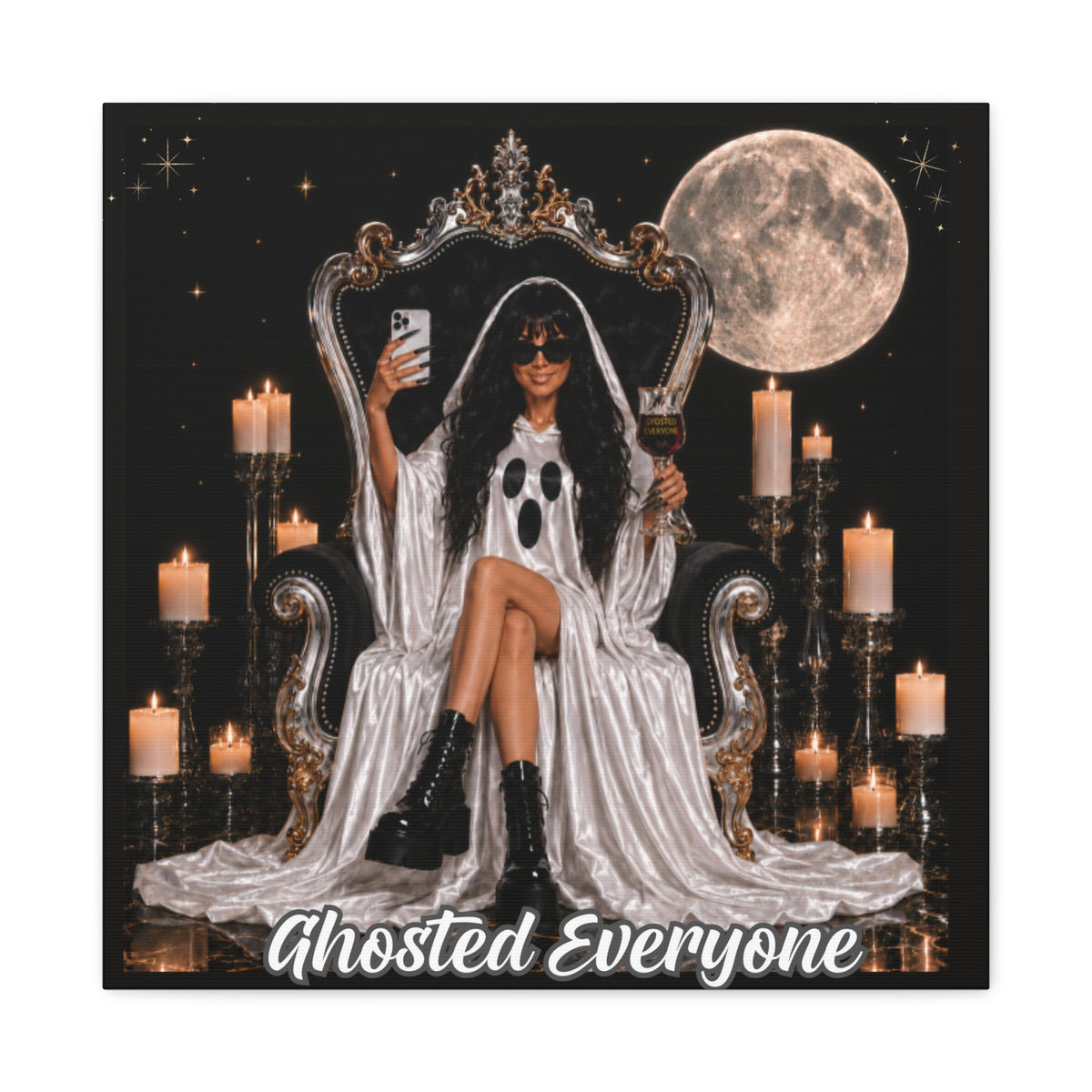 Personalized Ghosted Everyone Royal Throne Canvas – Custom 20″ × 20″ Wall Art
