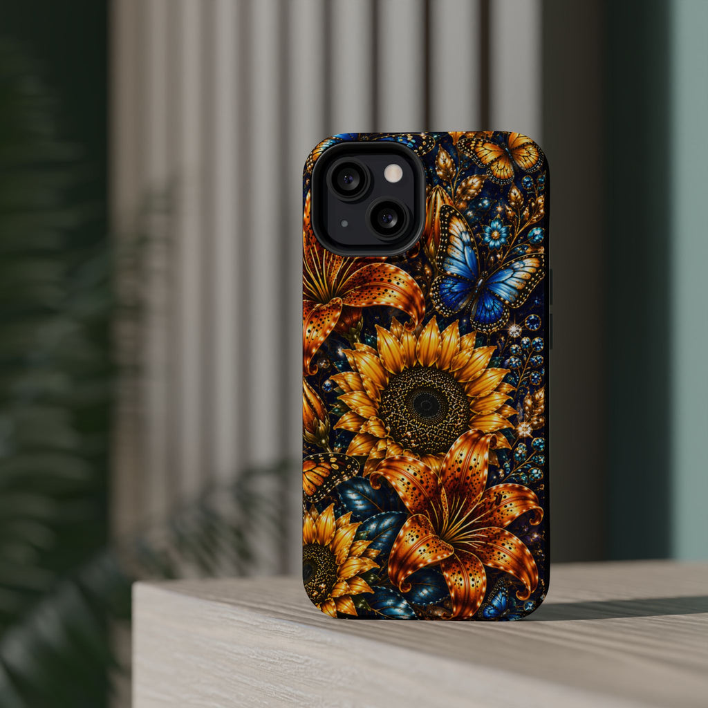 Sunflower & Blue Butterfly Magnetic Impact Phone Case