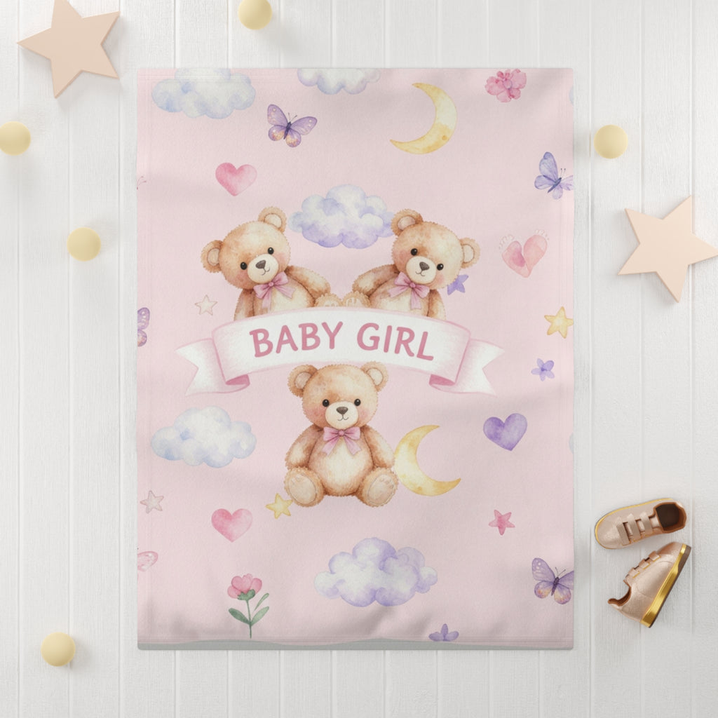 Baby Girl Teddy Bear -Soft Fleece Baby Blanket