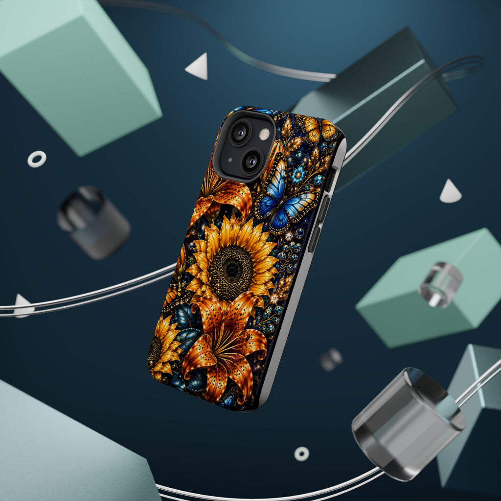 Sunflower & Blue Butterfly Magnetic Impact Phone Case
