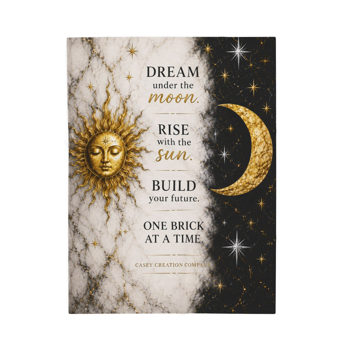 Dream Under the Moon Velveteen Plush Blanket – Sun & Moon Inspirational Quote Throw
