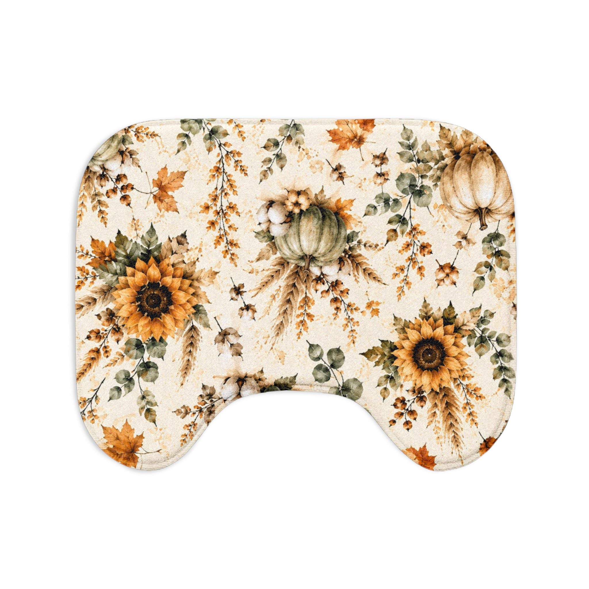 Autumn Harvest 3-Piece Bathroom Set | Watercolor Pumpkin Sunflower Fall Bath Decor