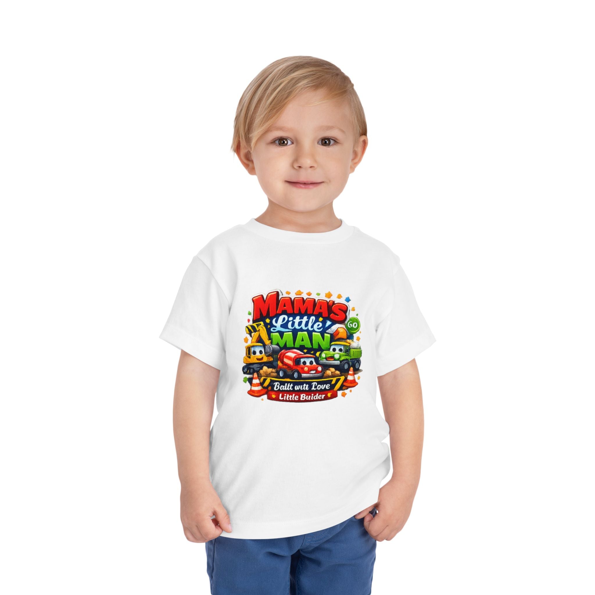 Mama's Little Man Toddler Tee – Cute Construction Trucks Baby Shirt