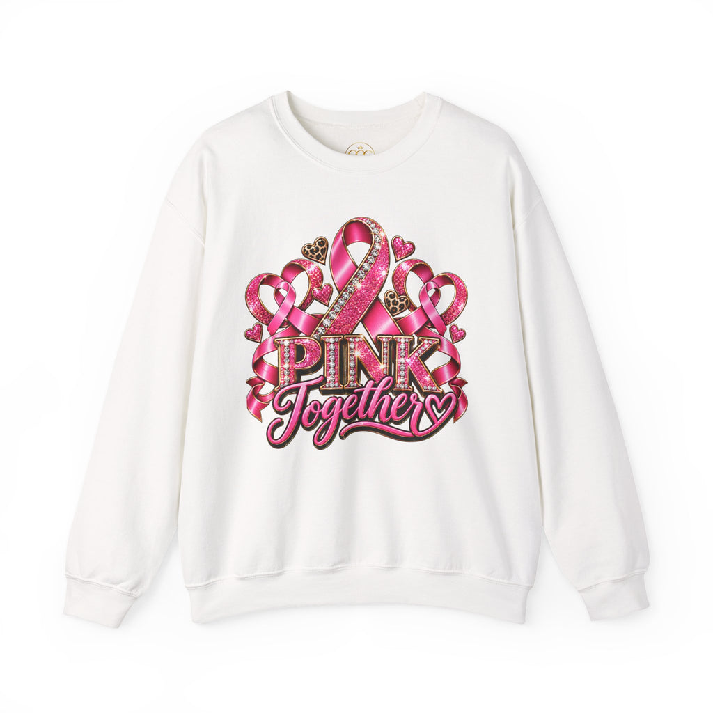 Breast Cancer Awareness Crewneck Sweatshirt — "Pink Together" Ribbon Design