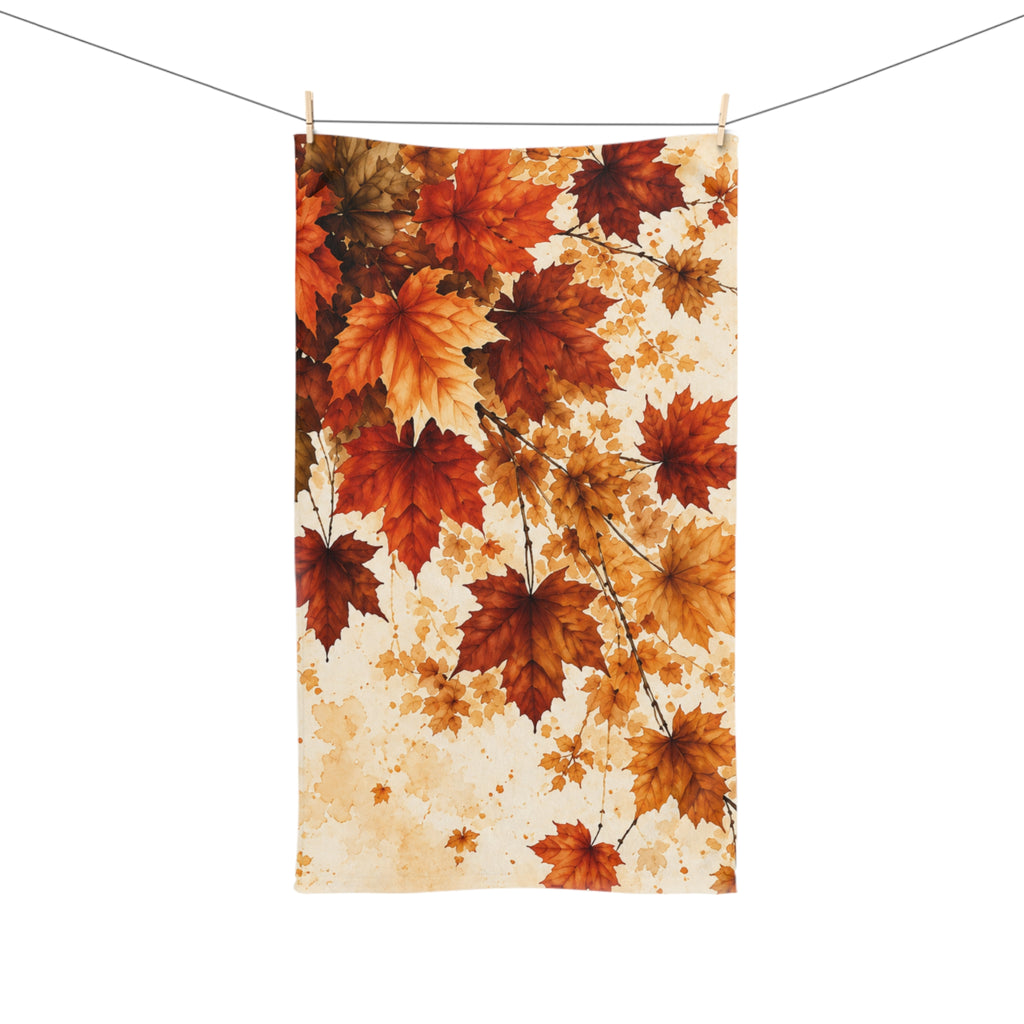Autumn Maple Leaf Hand Towel | Fall Foliage Botanical Bathroom Decor