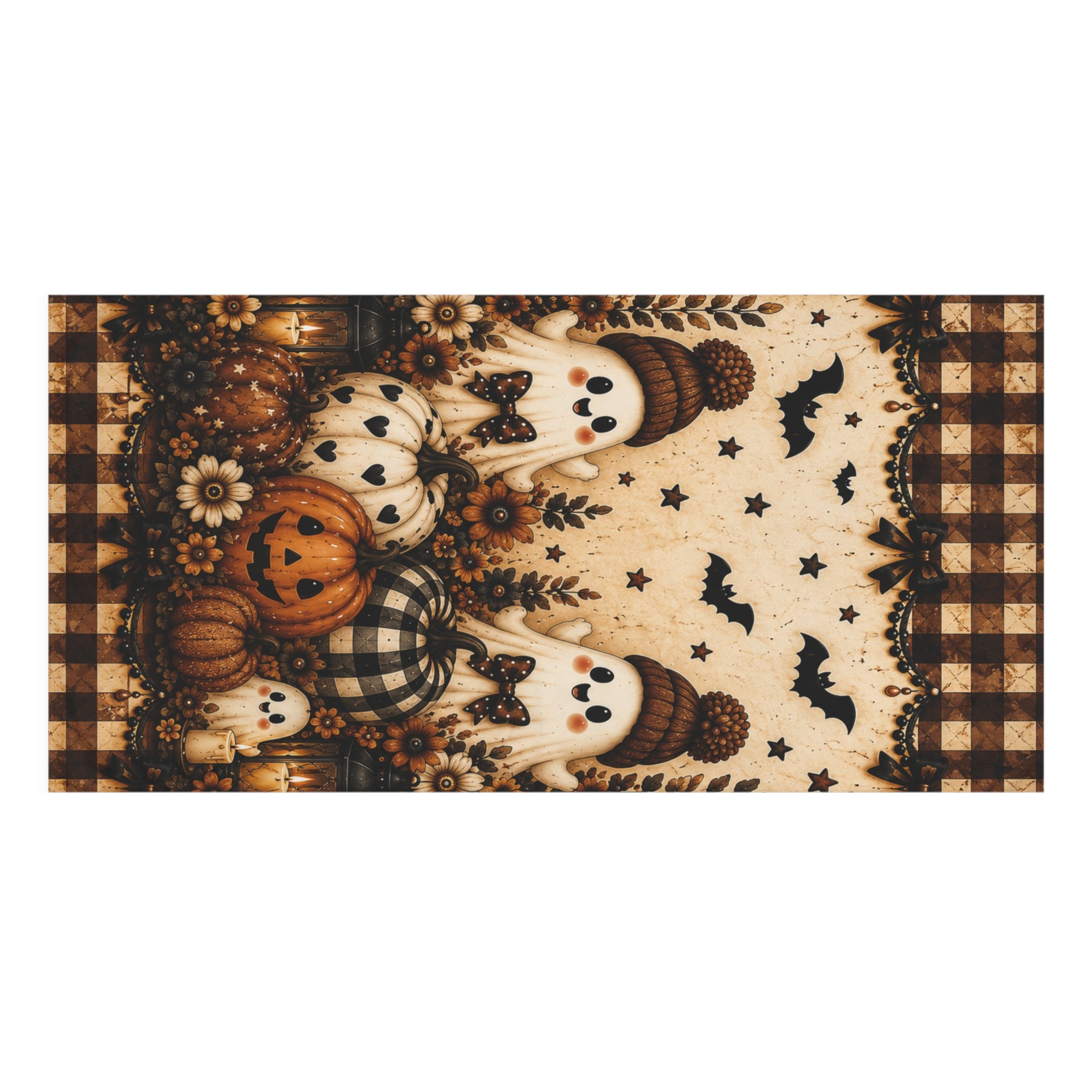 Hey There Boo Bath Towel | Rustic Plaid Halloween Bathroom Decor