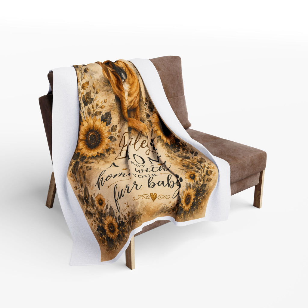 Personalized Dog Fleece Blanket — “A Home Is Not a Home Without Your Furr Baby” (Sunflower German Shepherd/Boxer))