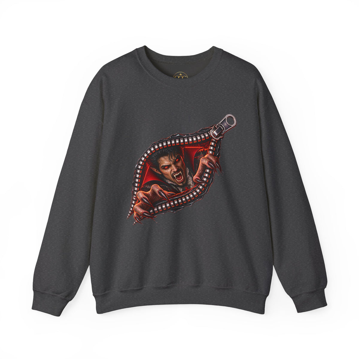 Vampire Zipper Men’s Sweatshirt | Front & Back Halloween Crewneck