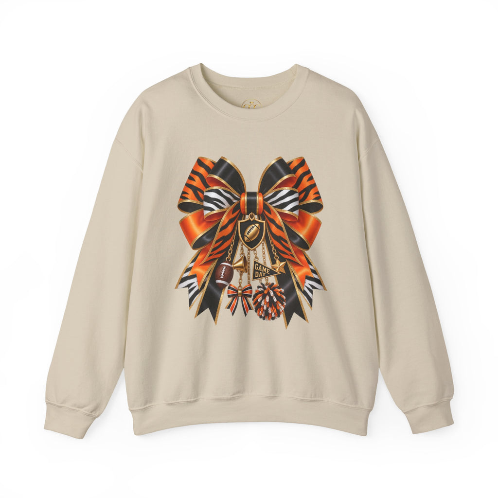 Tiger Stripe Bow Crewneck Sweatshirt