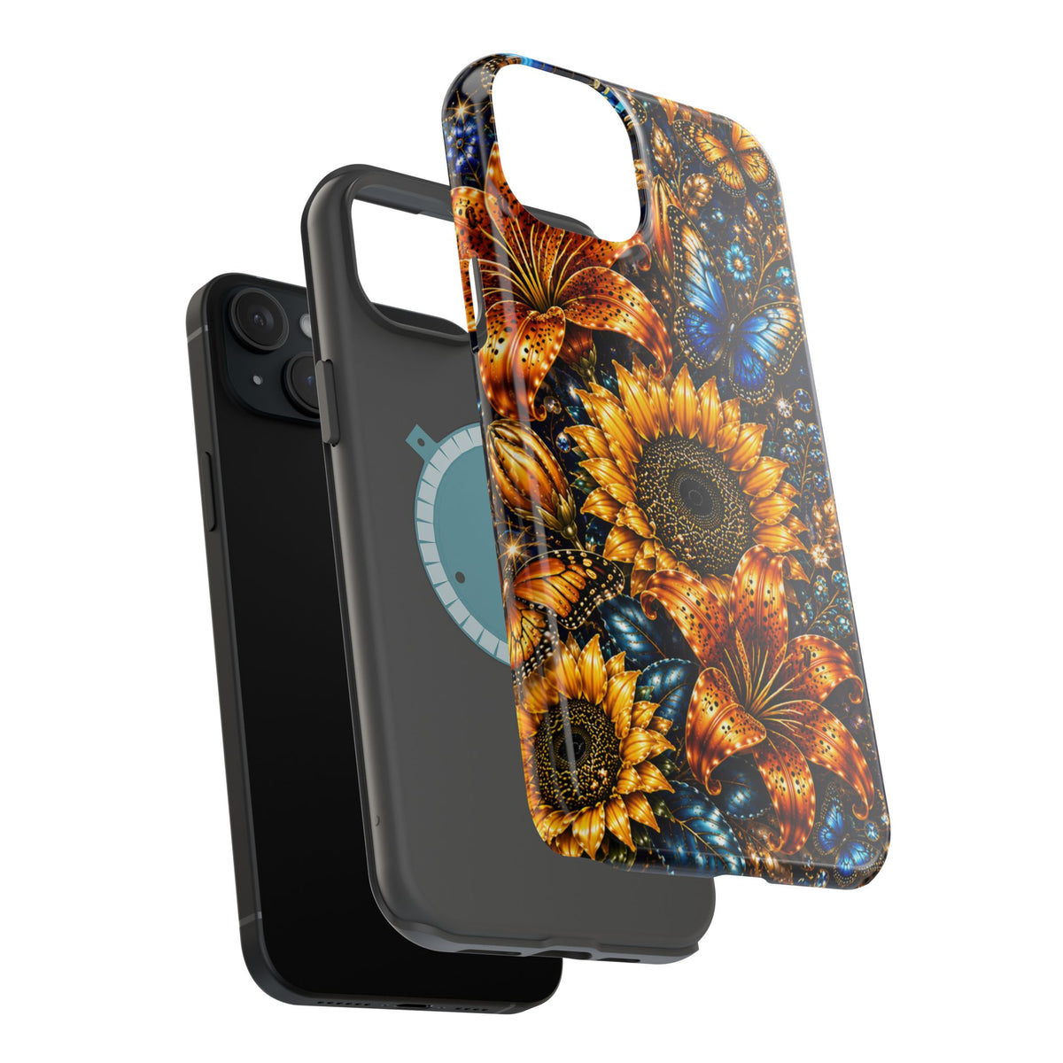 Sunflower & Blue Butterfly Magnetic Impact Phone Case