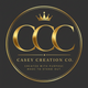 Gold logo of Casey Creation Co. on a black background